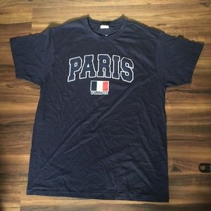 Navy Blue Paris France Eiffel Tower Flag Shirt